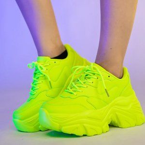 Blair Platform Sneakers RAVE NEON YELLOW GREEN HIGHLIGHT BOOTS SIZE 8